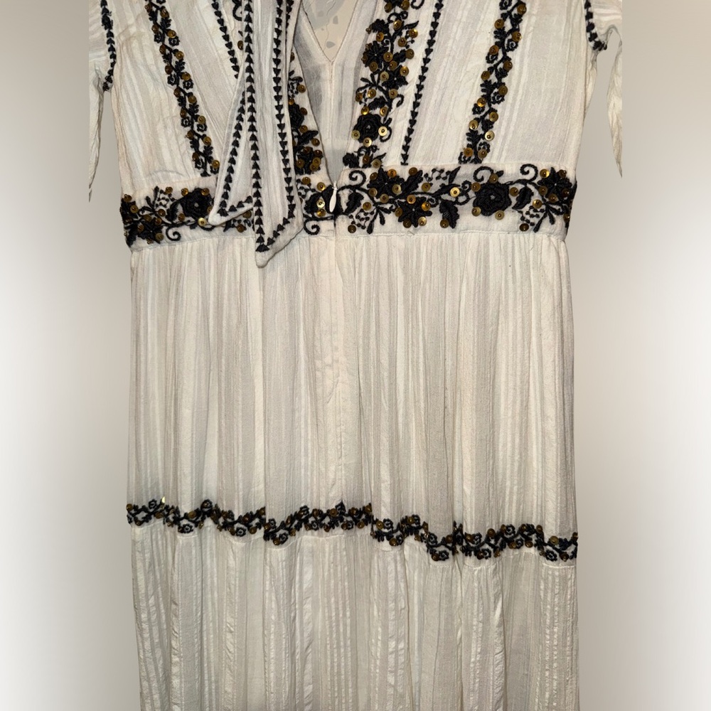 Ulla Johnson Alma Dress Blanc 100% Cotton Gauze 4 Maxi Sequin Embroidered $795 - Picture 10 of 11